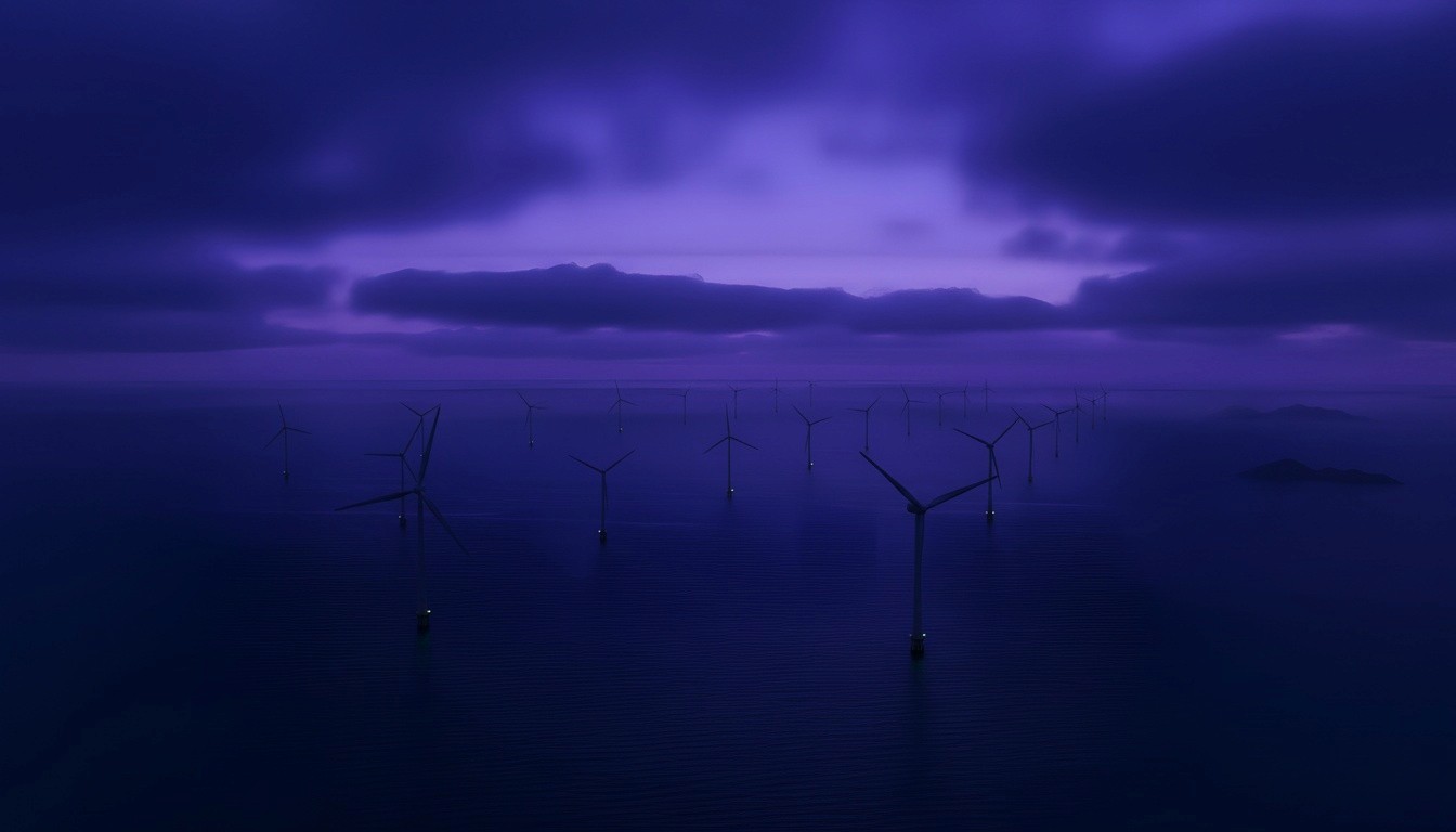 Offshore wind turbines generating renewable energy