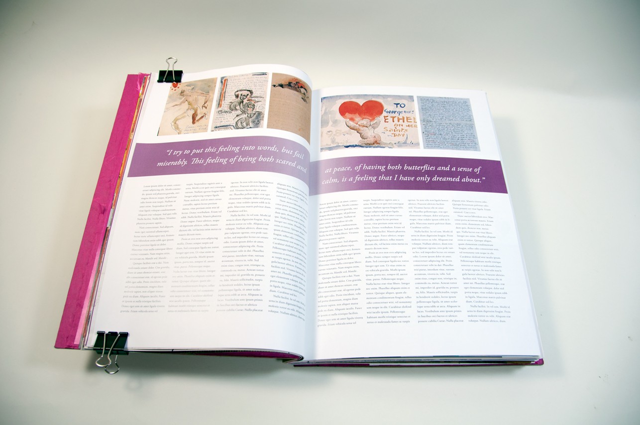 an opened book with a lot of text on both pages on the left and right, and some images at the top of the pages