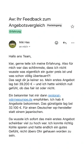 Ein Screenshot einer Kundenstimme.