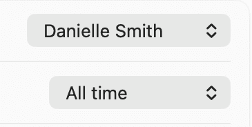 Danielle Smith selected as the client and All time selected as the time period.