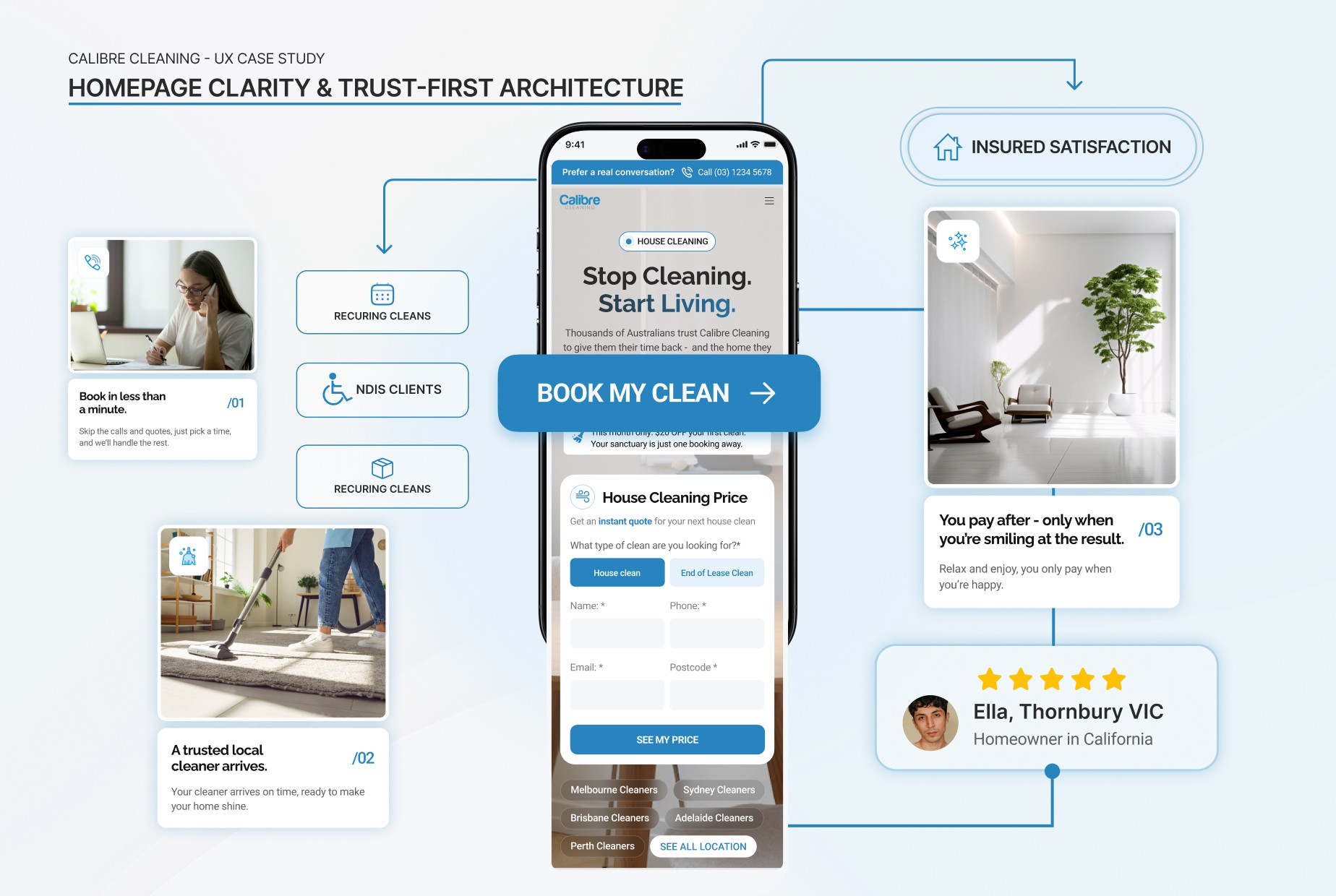 Trust-first homepage design for professional cleaning company