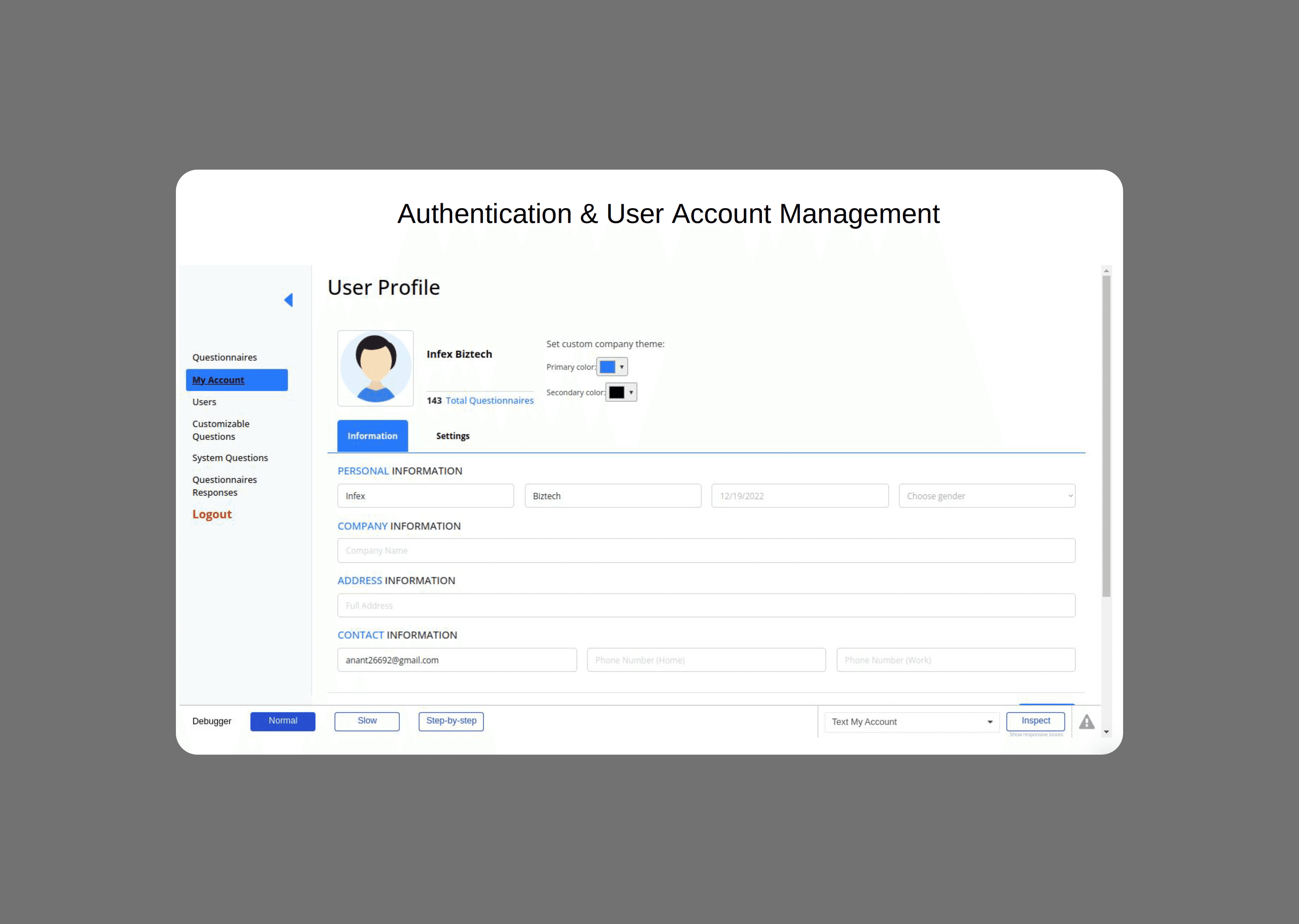 Authentication and User Account Managerment