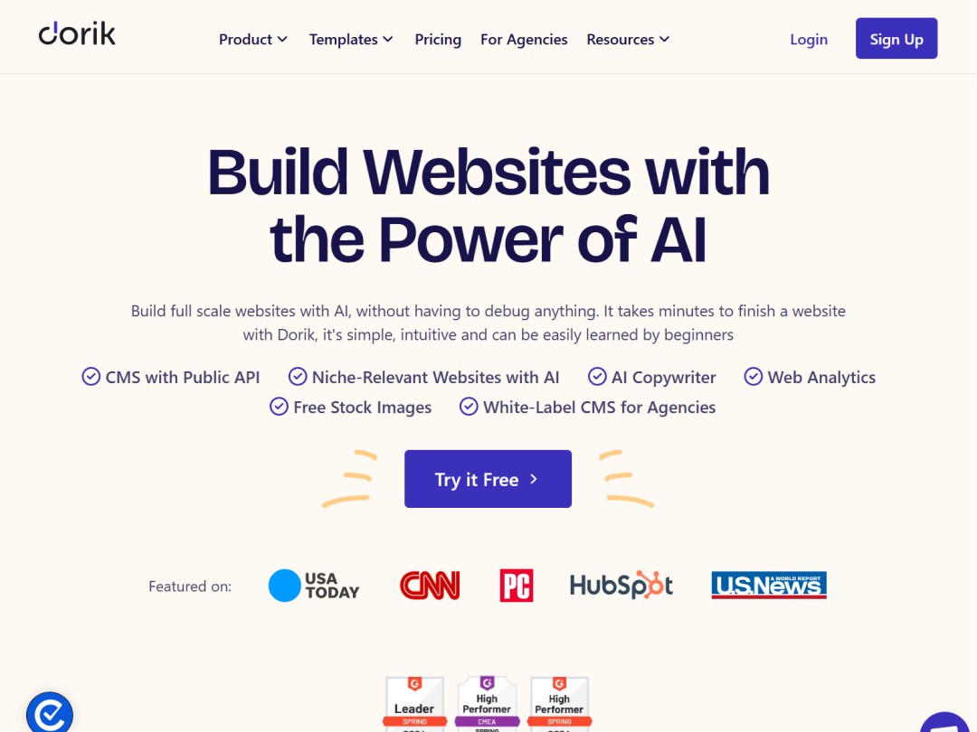 Typedream website hero section with Screenshot graphics above the headline