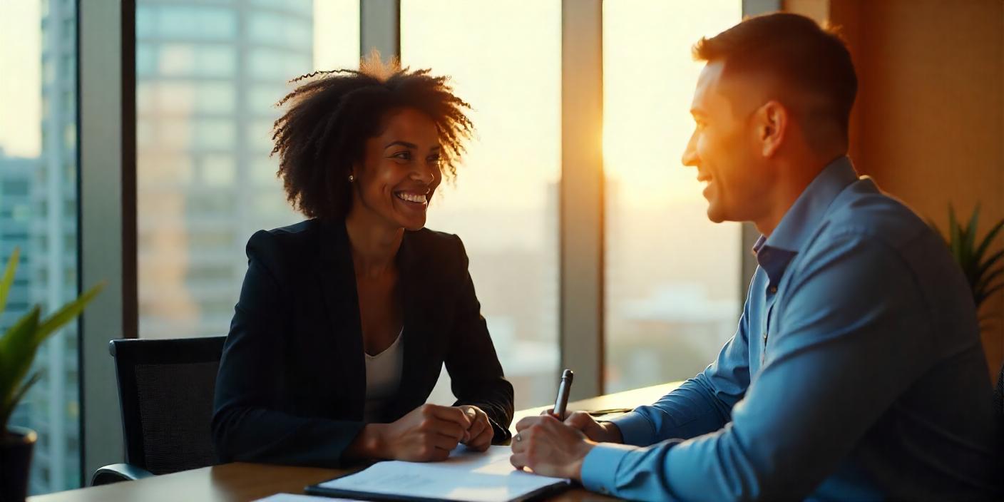 Lawyer consulting client at police station