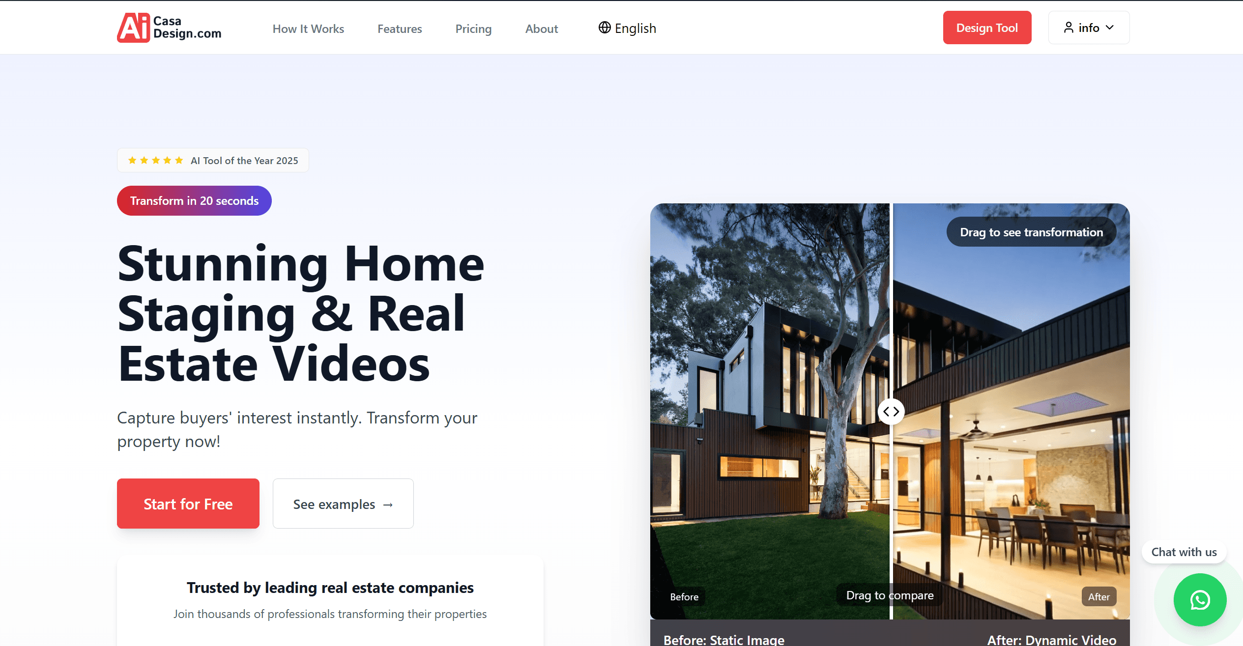 AI Casa design homepage - propertyaitools.com - real estate ai - ai tools