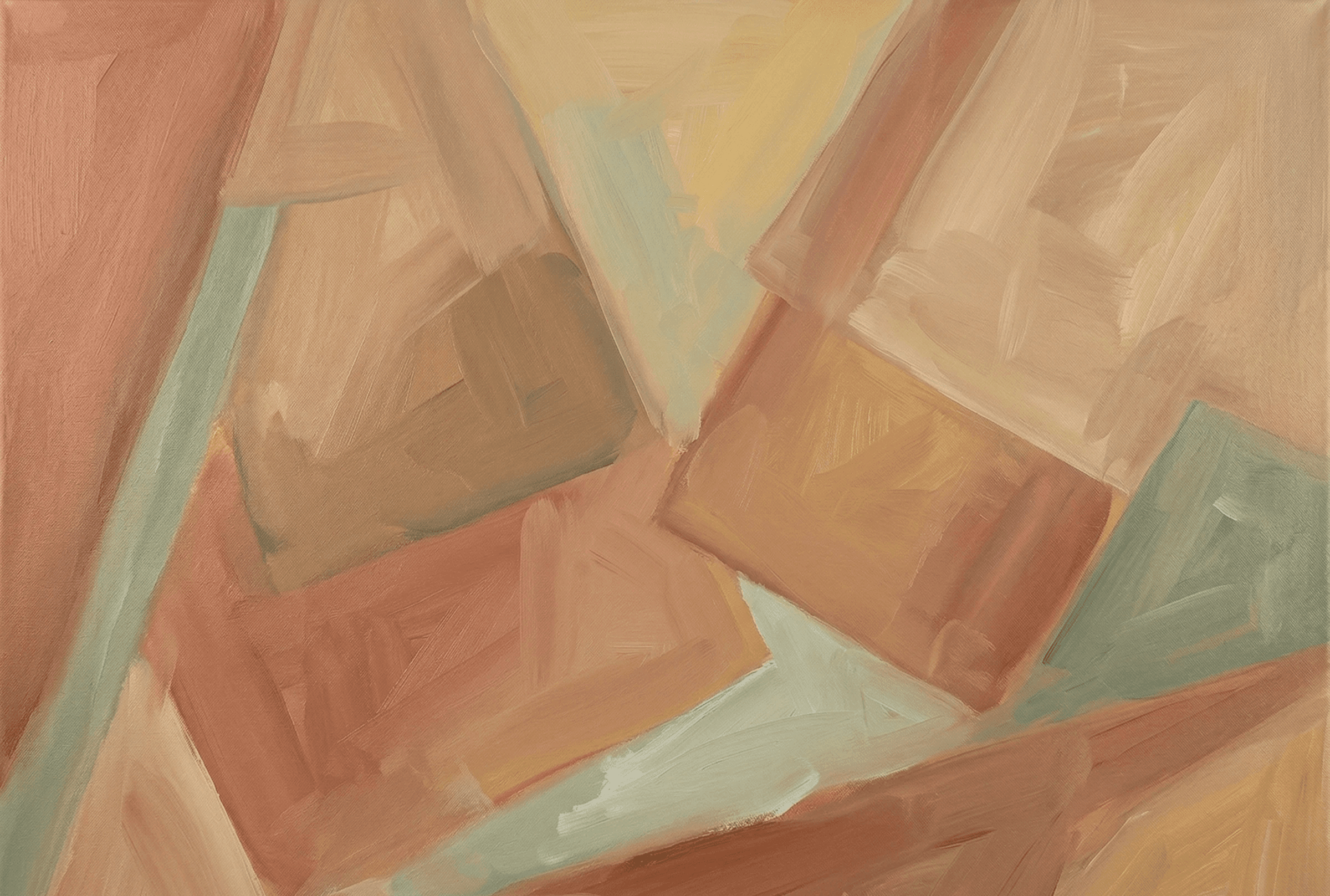 Minimalist living room with a grey sofa and wooden chairs as a blurred figure walks past.