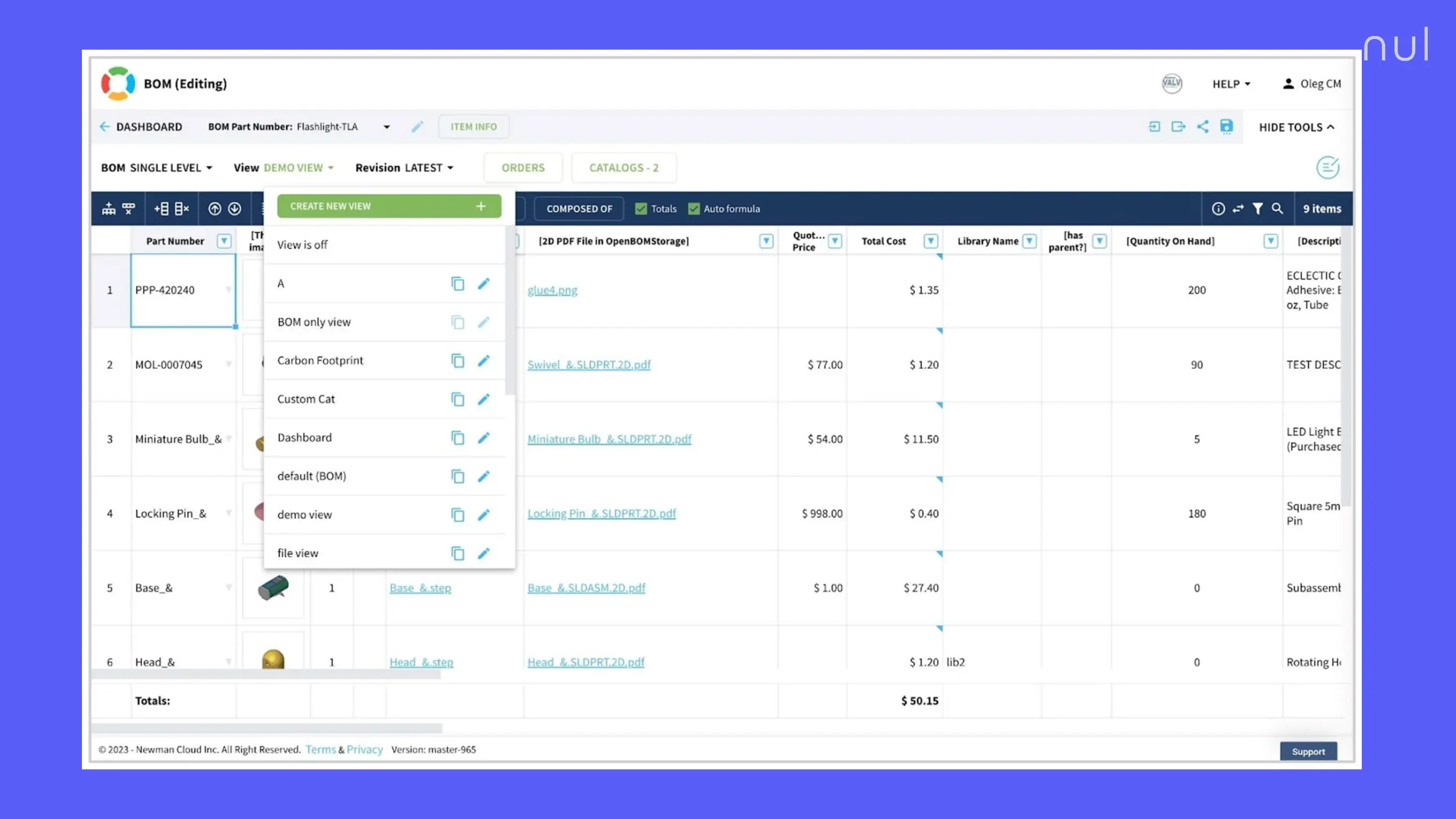 The Bill of Materials sits at the center of the workflow in OpenBOM.