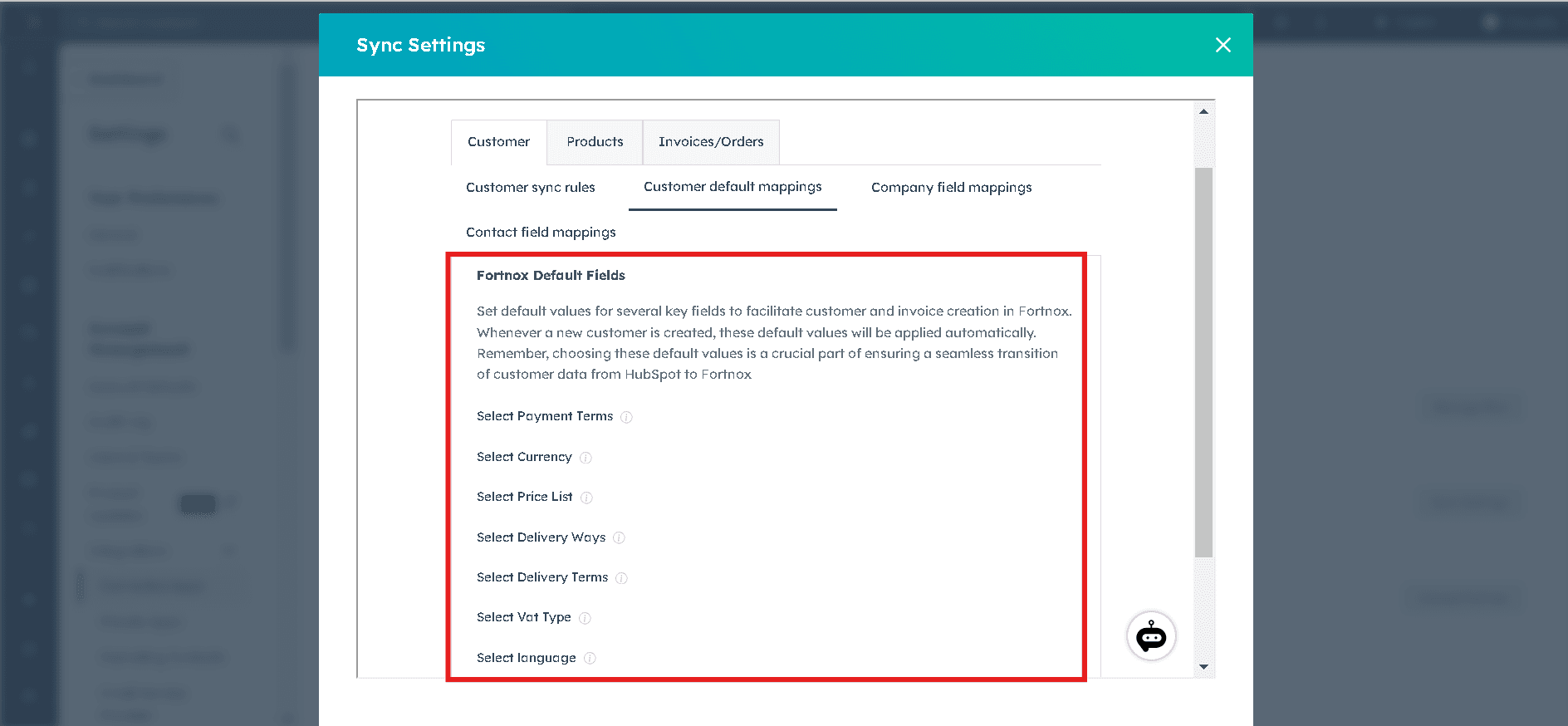 Customer Default Mappings