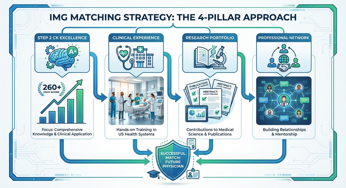 Four-Pillar IMG Matching Strategy for USMLE Step 1 Pass/Fail Era