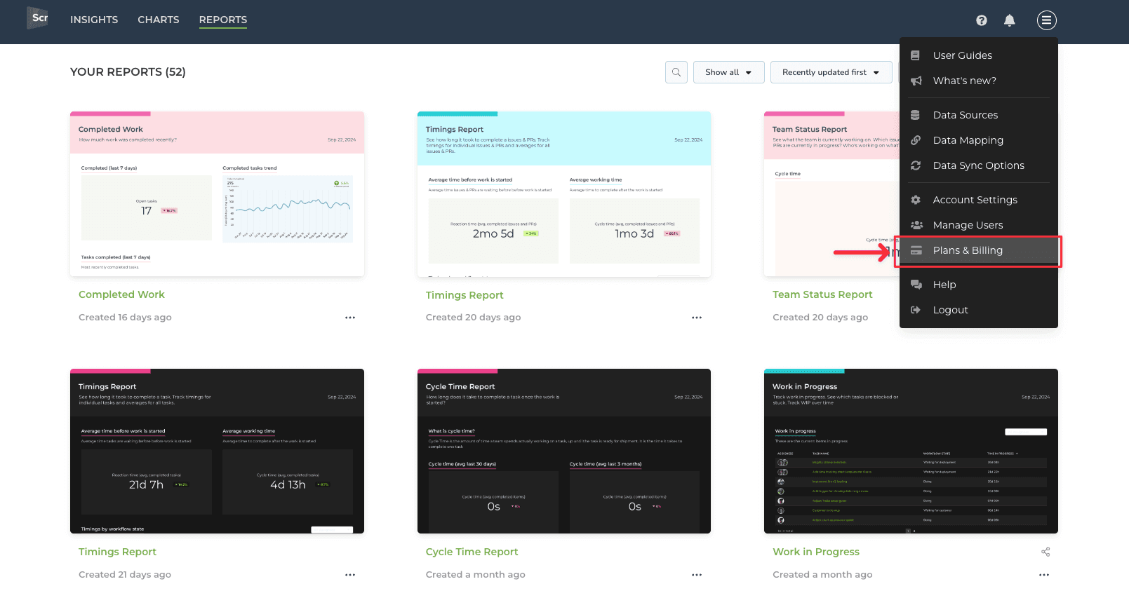 Plans & Billing tab