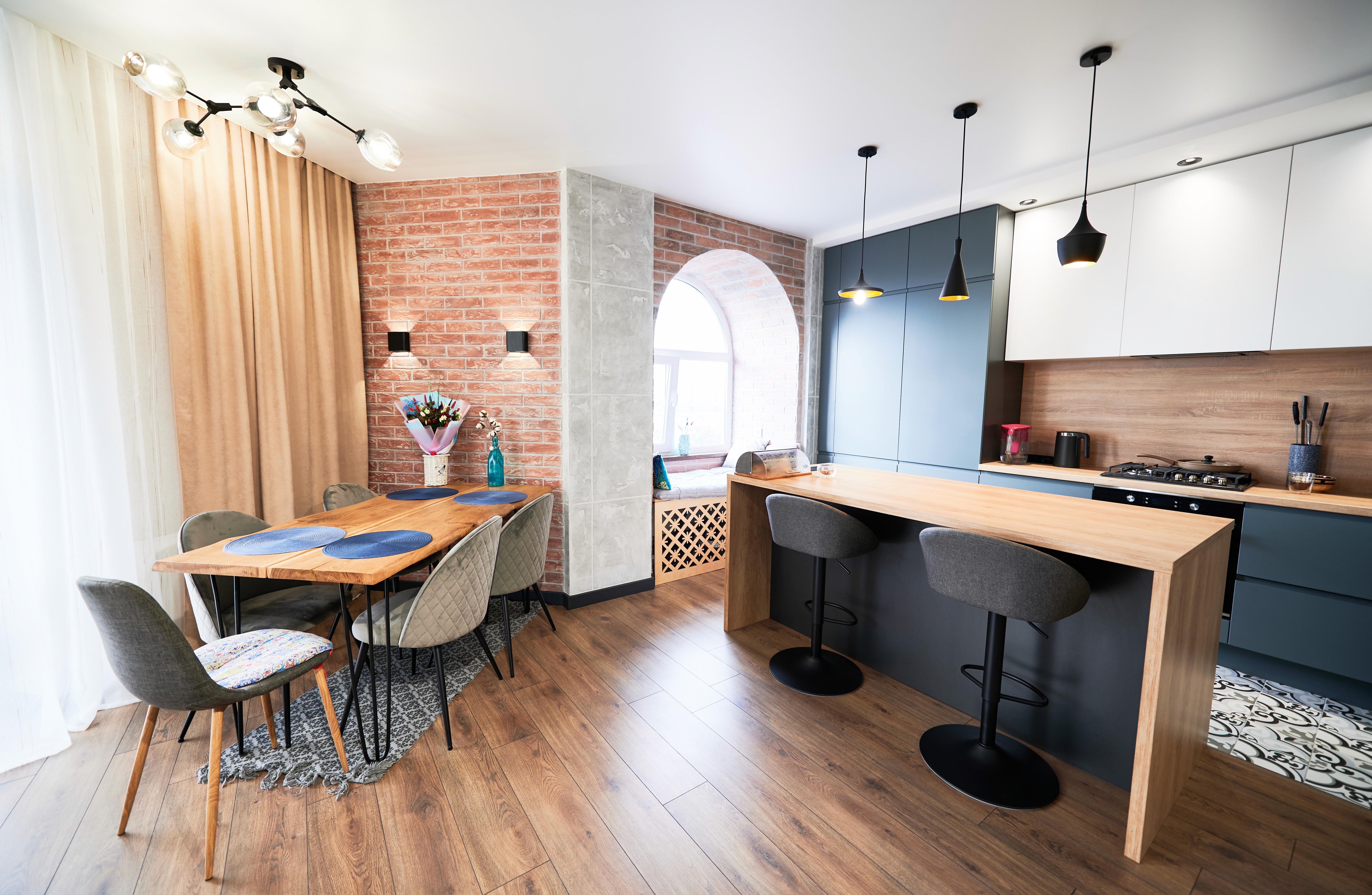 Image of a kitchen with different shelves