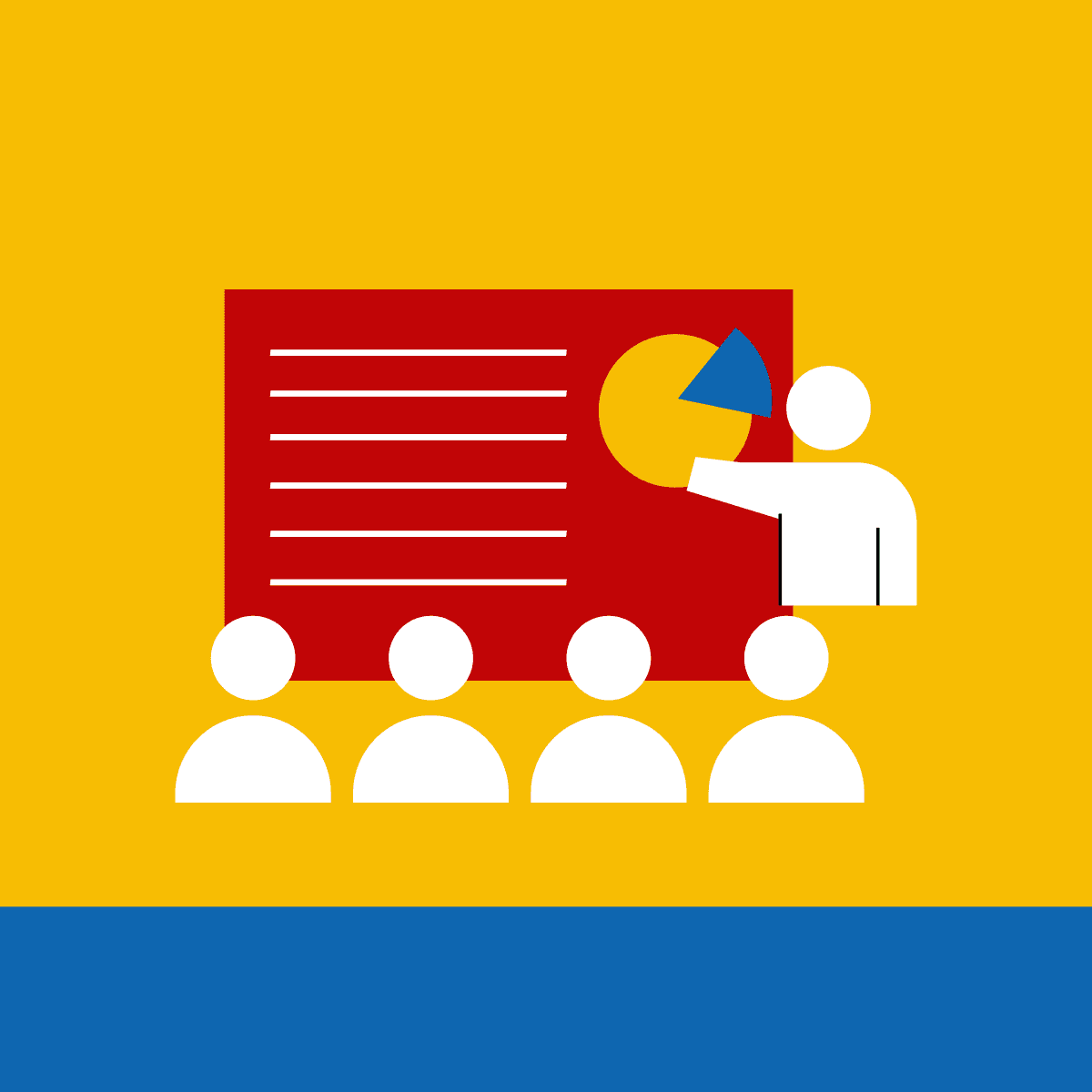 Illustration of a group onboarding presentation, representing an onboarding inquiry.