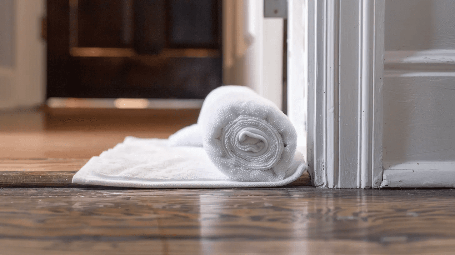 rolled-up-towel-to-stop-door-drafts
