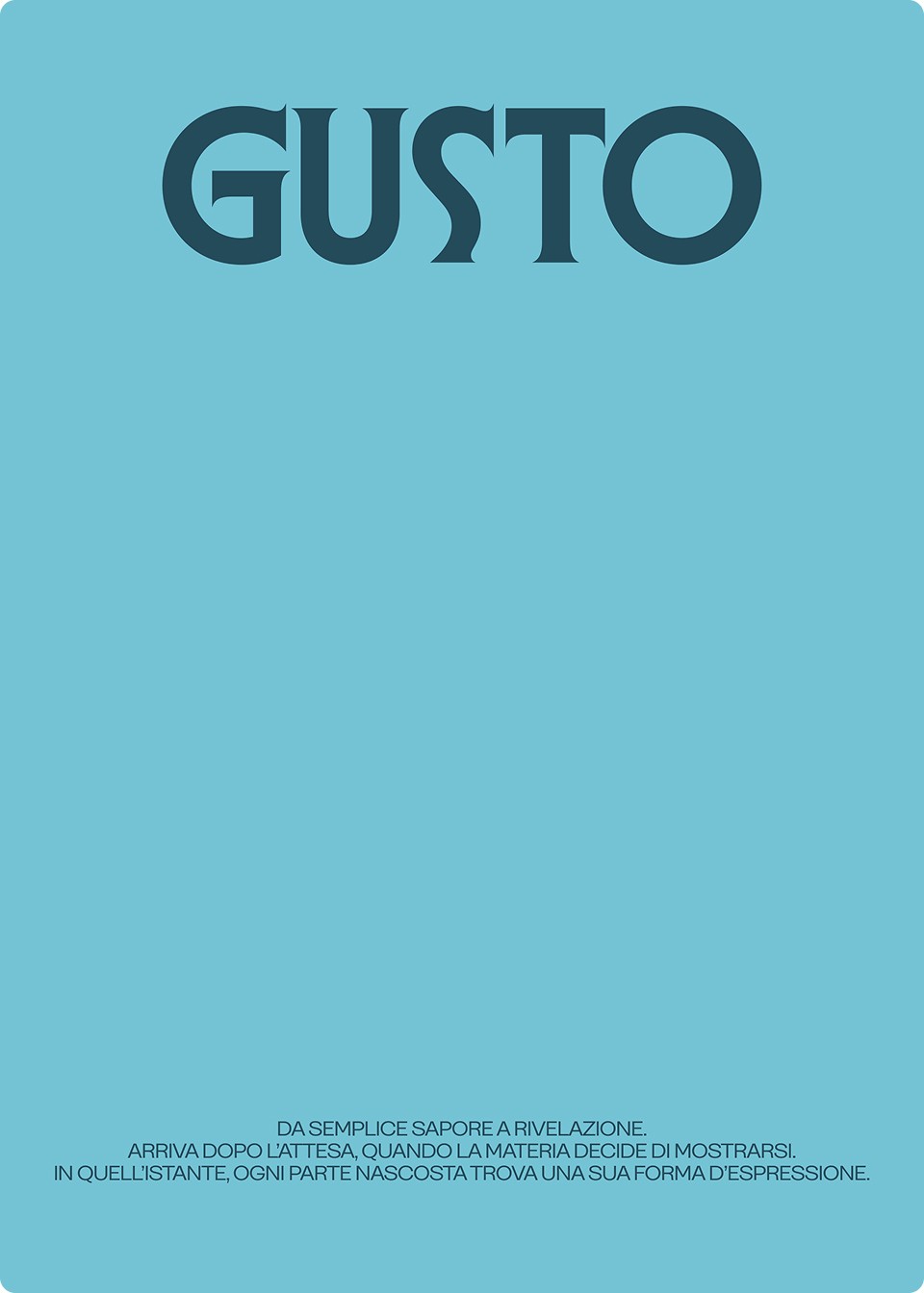 Poster valori del brand Opera Carnis sul tema "Gusto", identità visiva per salumi artigianali