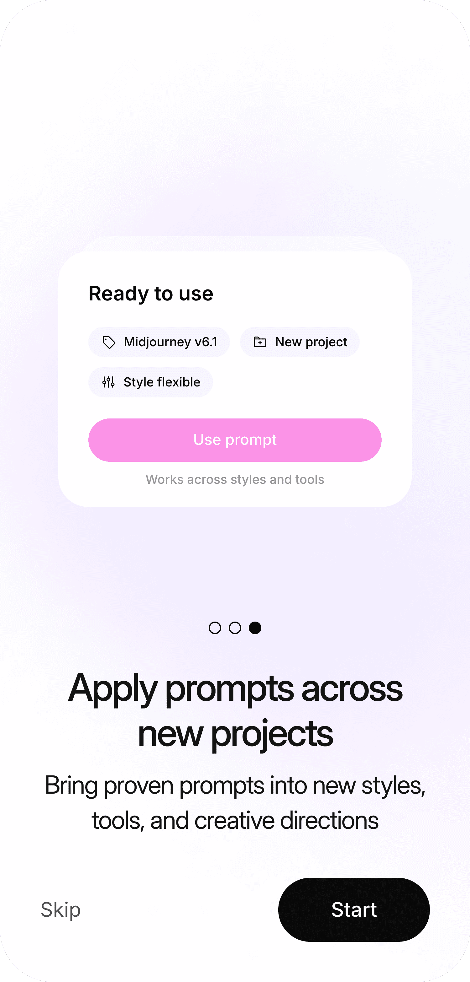 AI prompt onboarding interface