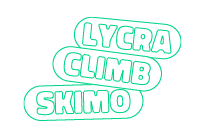 Graphisme typographique “Lycra Climb Skimo” créé par Outdoor Perspectives pour le projet Julbo Pierra Menta, symbolisant l’univers du ski-alpinisme.