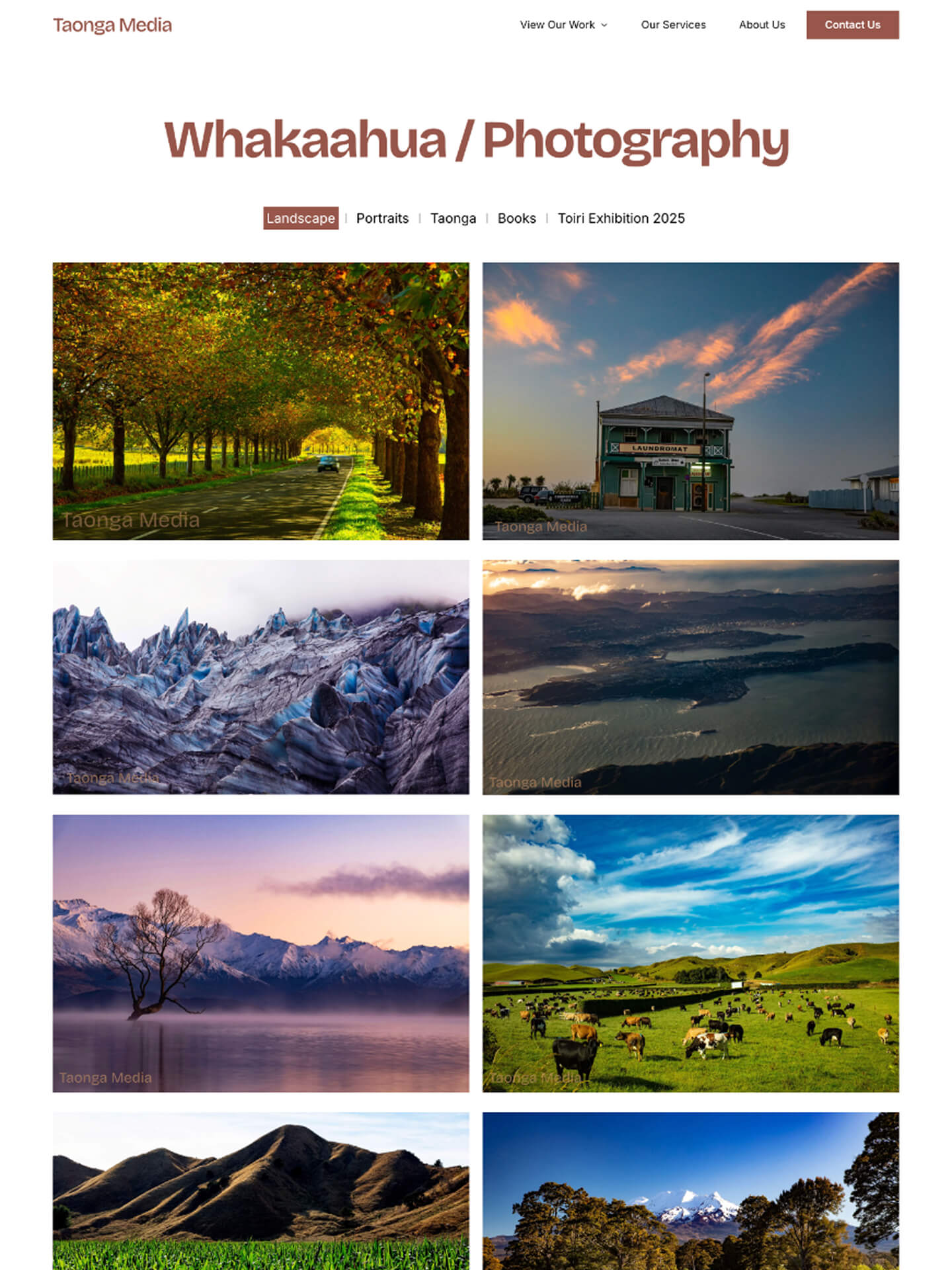 Screen capture of a website design for a gym