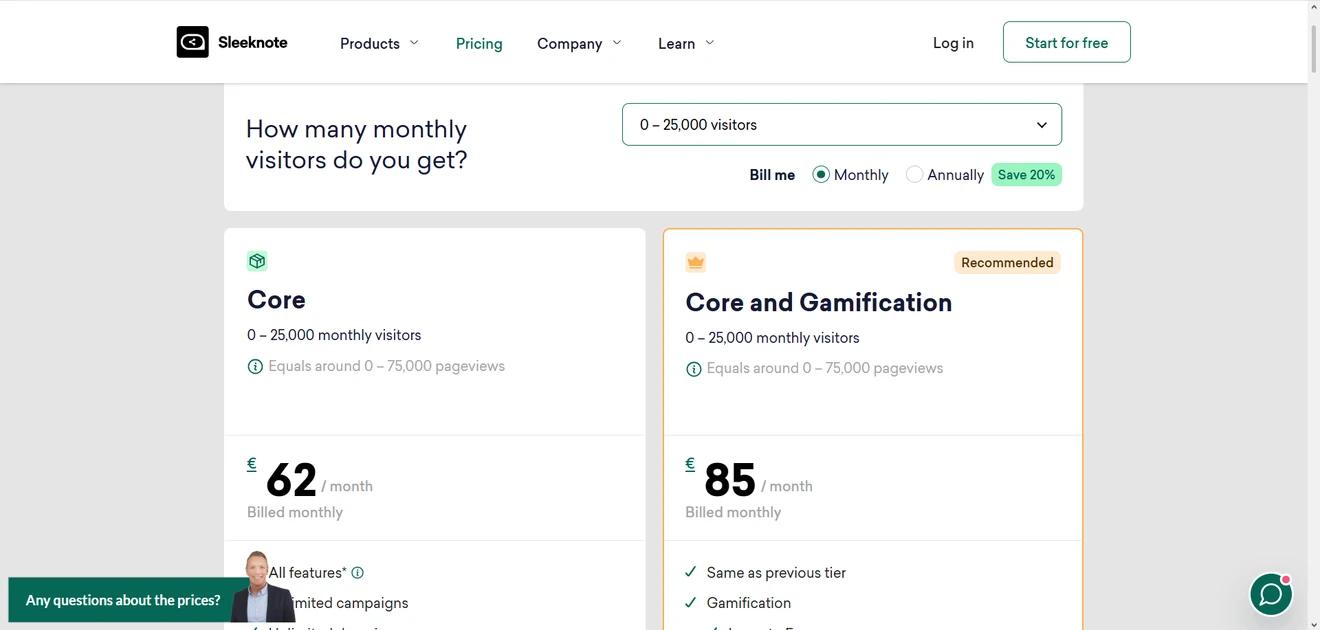 sleeknote-pricing