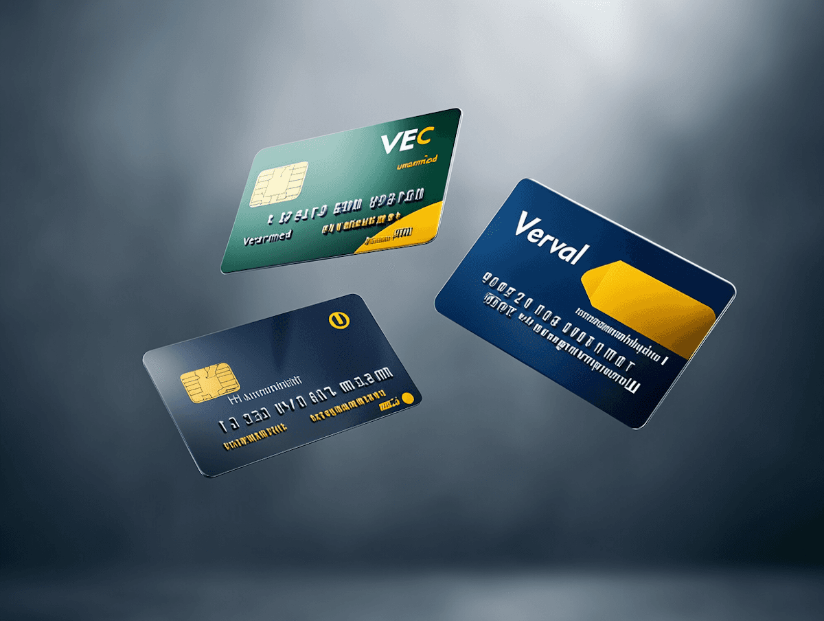 Three floating payment cards
