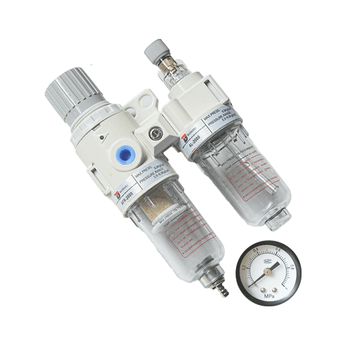 Air preparation unit for pneumatic control in PU machine, FRL unit for clean compressed air supply	