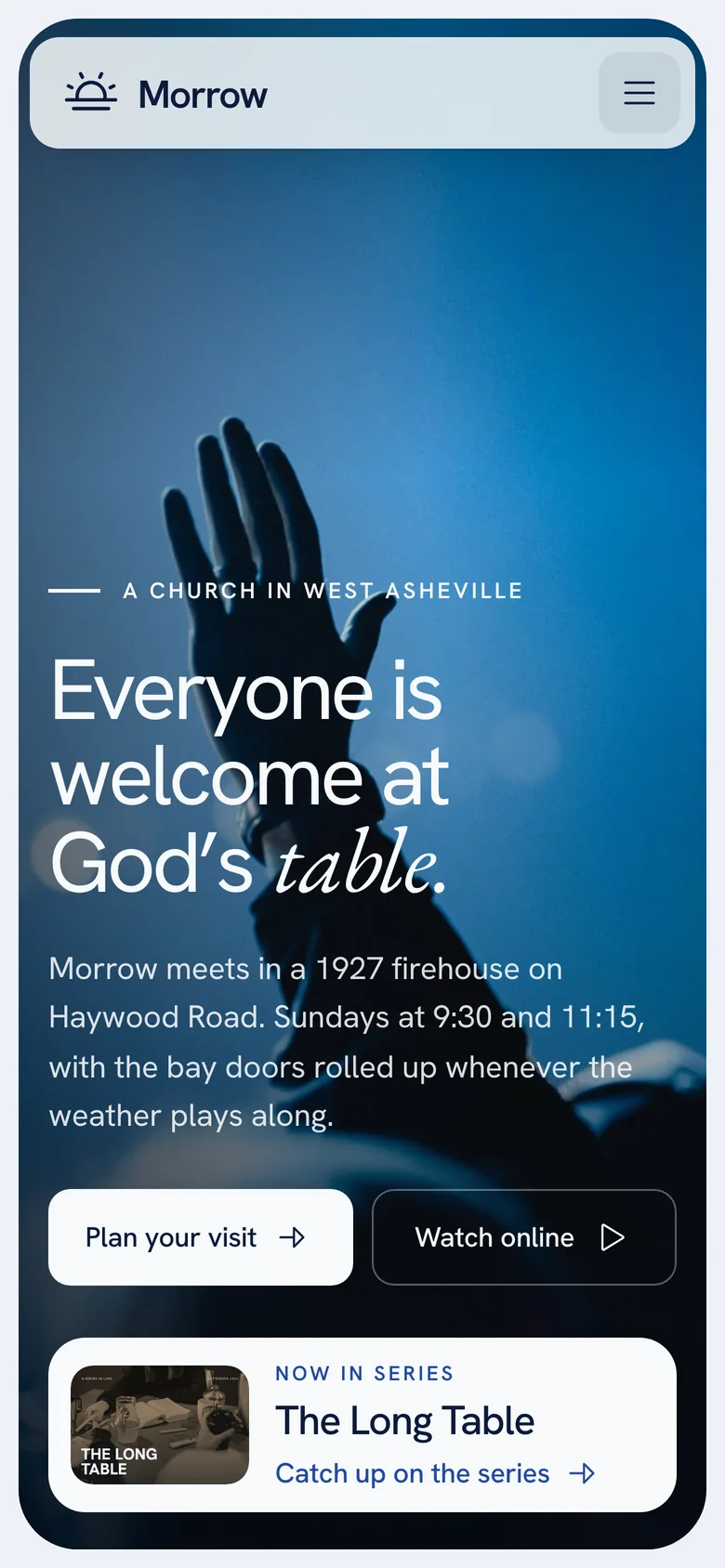 A Sitewright template home page on a phone