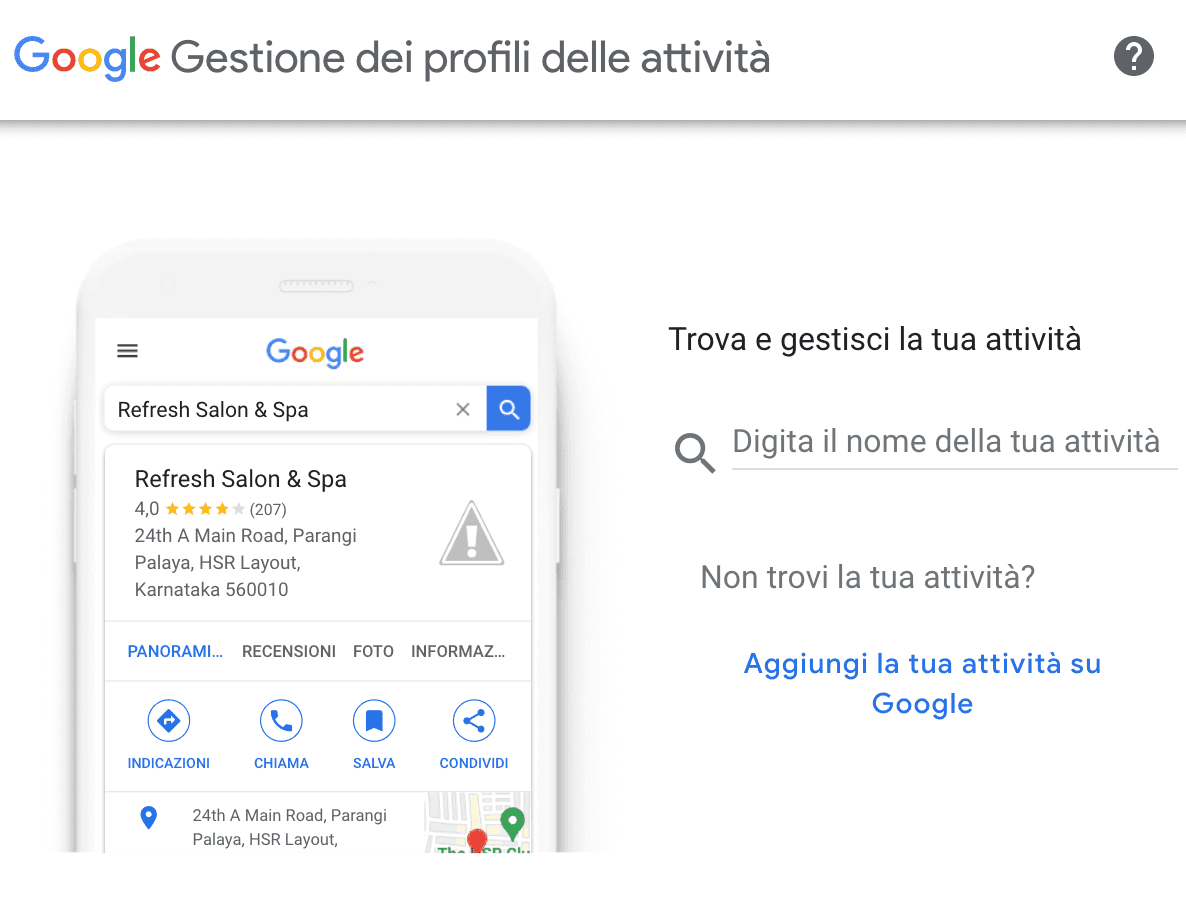 Google My Business profilo attività