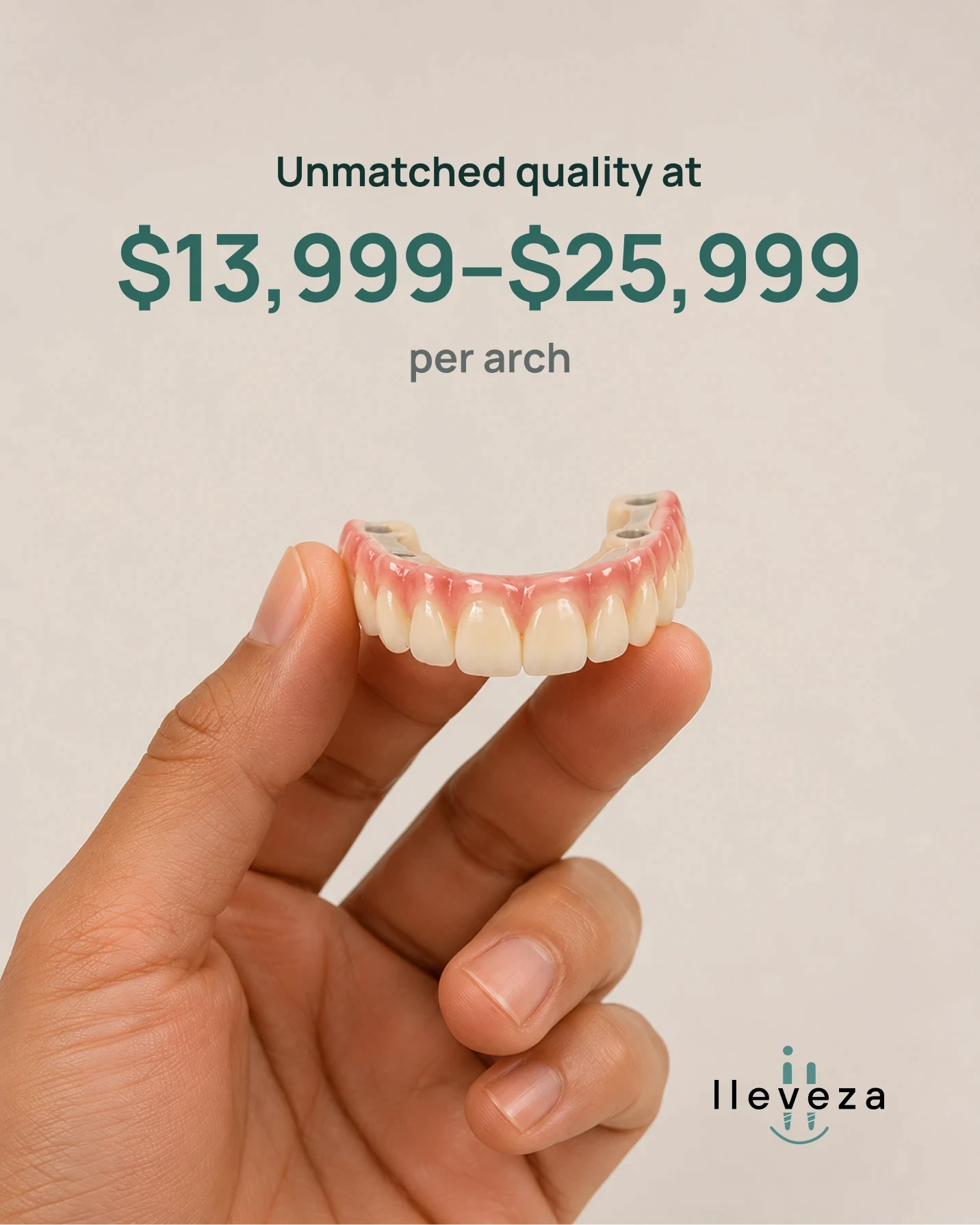Patient smiling after full-arch dental implants at lleveza