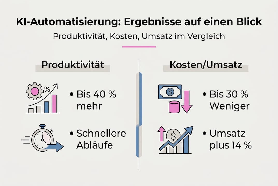 Vergleichende Infografik zu Produktivität, Kosten und Umsatz