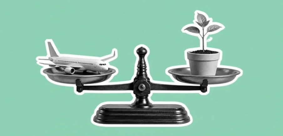 Scale weighing an airplane against a seedling: SAF certificates vs carbon credits