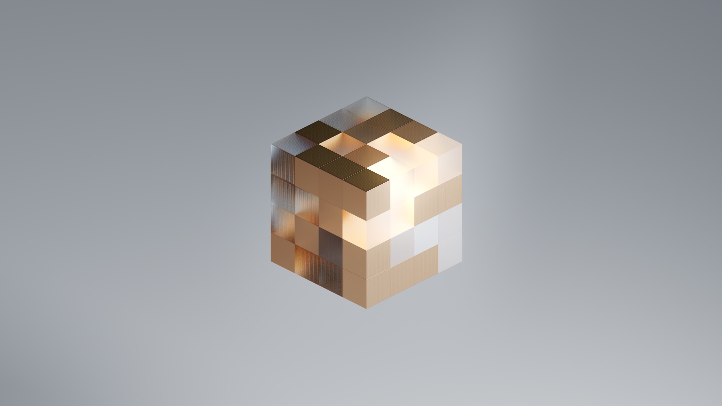 3D representation of business data through cubes in Cinema 4D, with Redshift highlighting analytical results and insights.