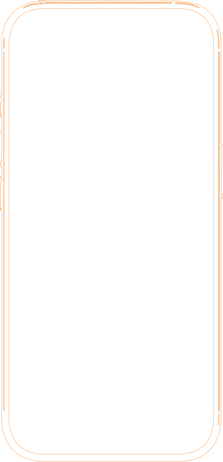 Outlines mobile applications and the phone bezeles. The ouline is entirely in the orange brand colorl