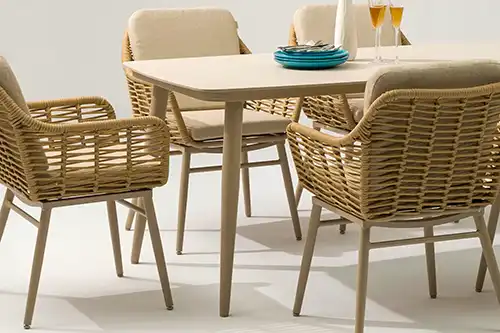 Contemporary Vienna COCO outdoor furniture set, ideal for garden gatherings.