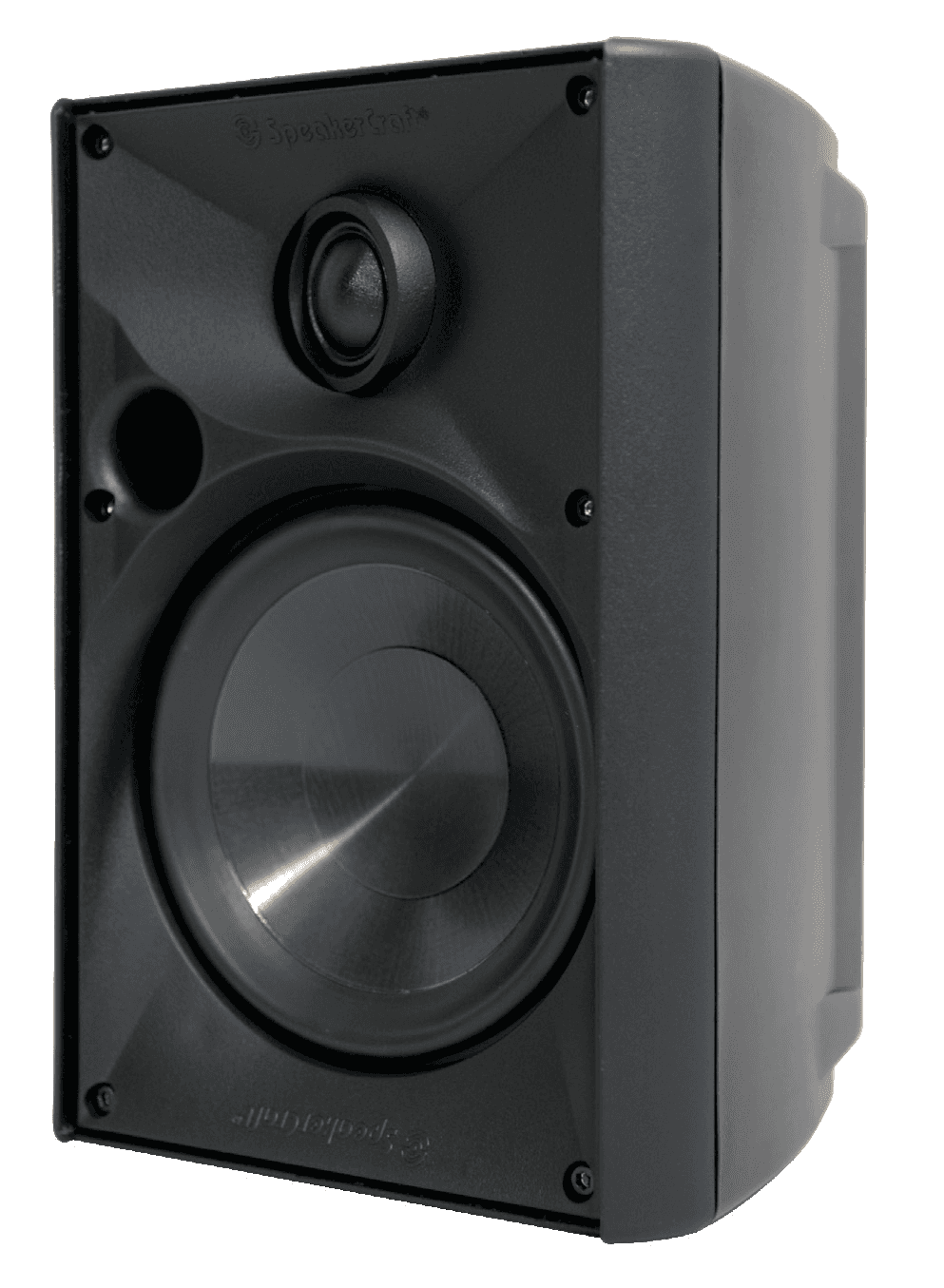 Black outdoor speaker with woofer & tweeter