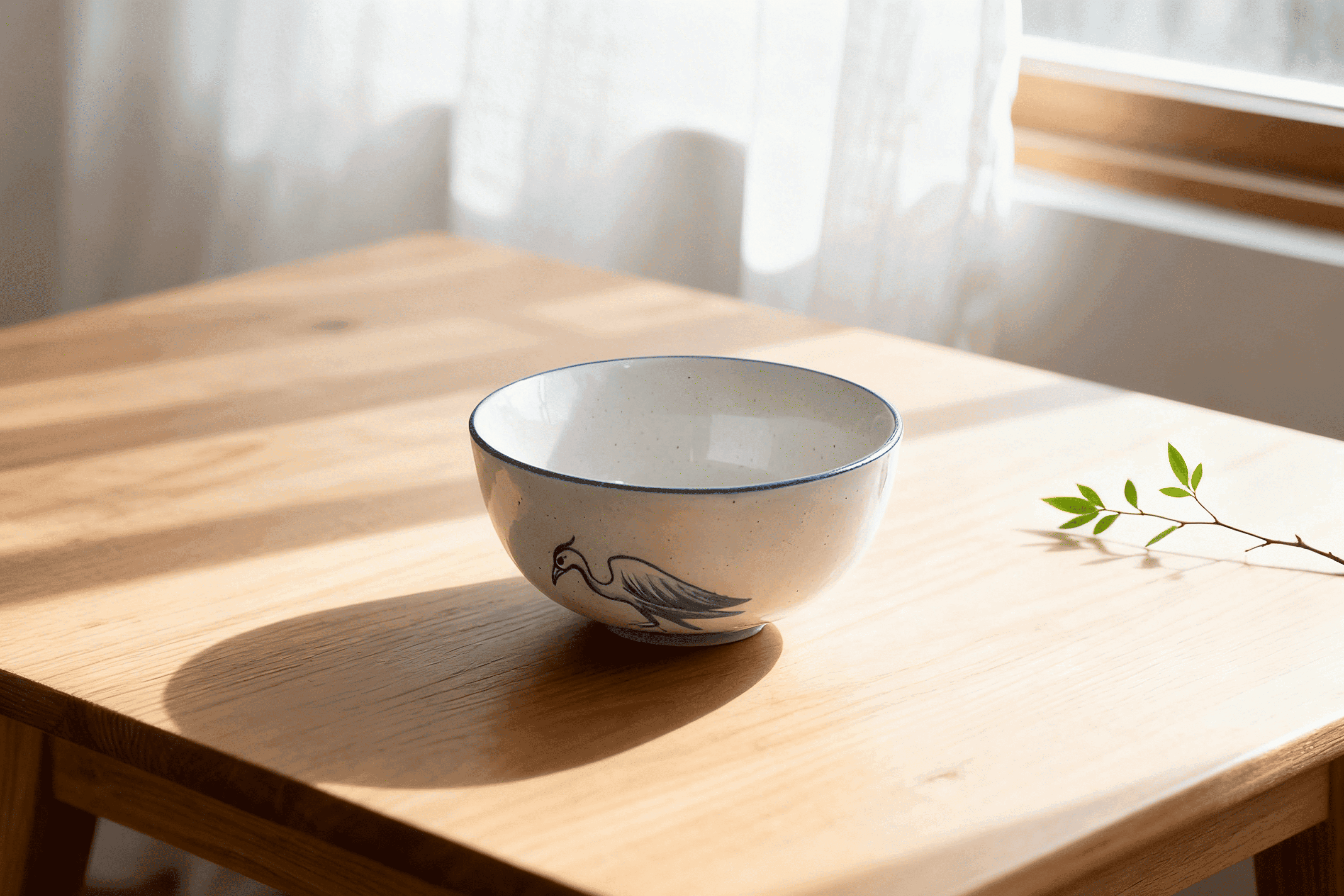 Bát cơm gốm sứ trong bộ đồ ăn Bữa Thương