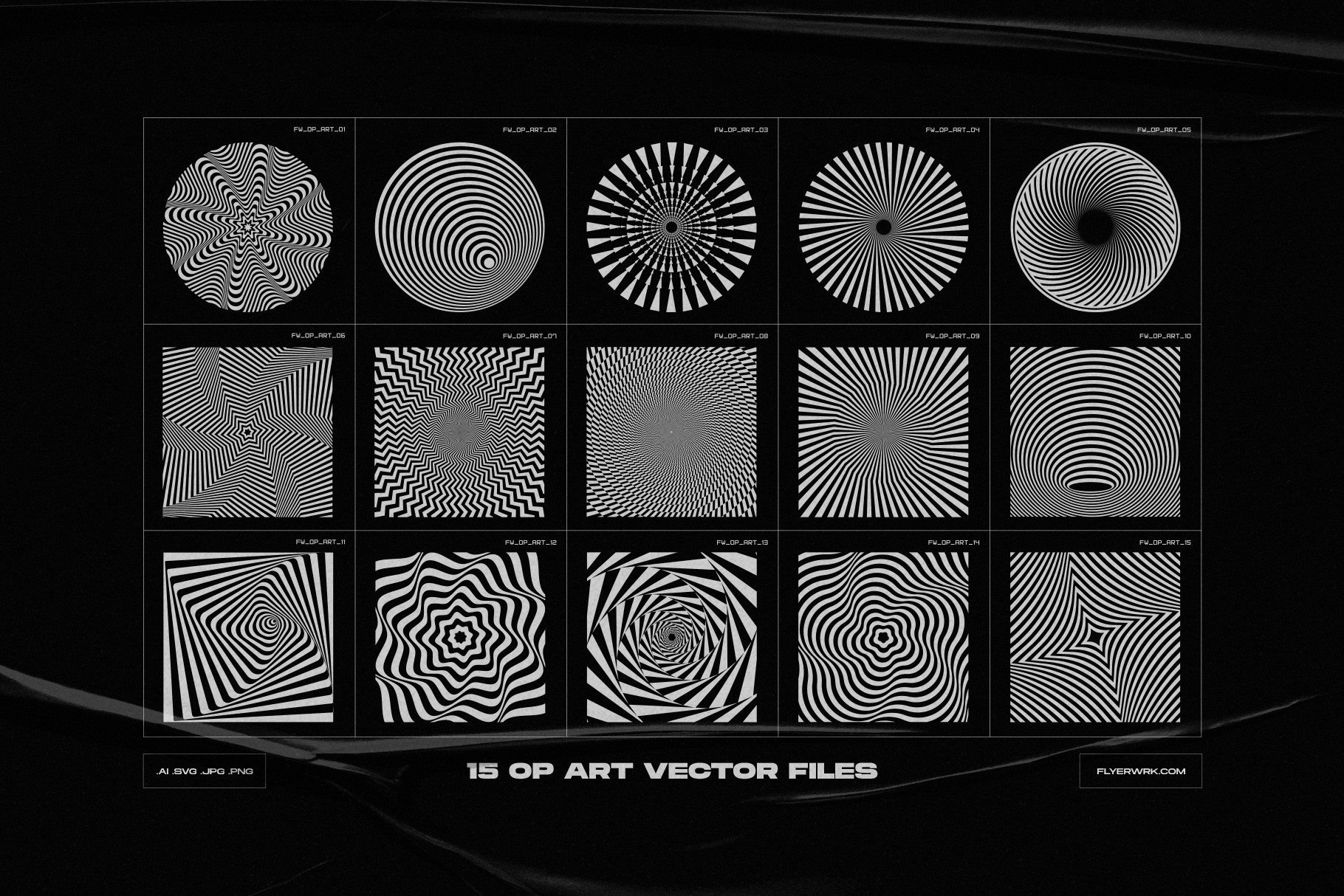 Y2K Abstract Acid op art vector patterns collection preview