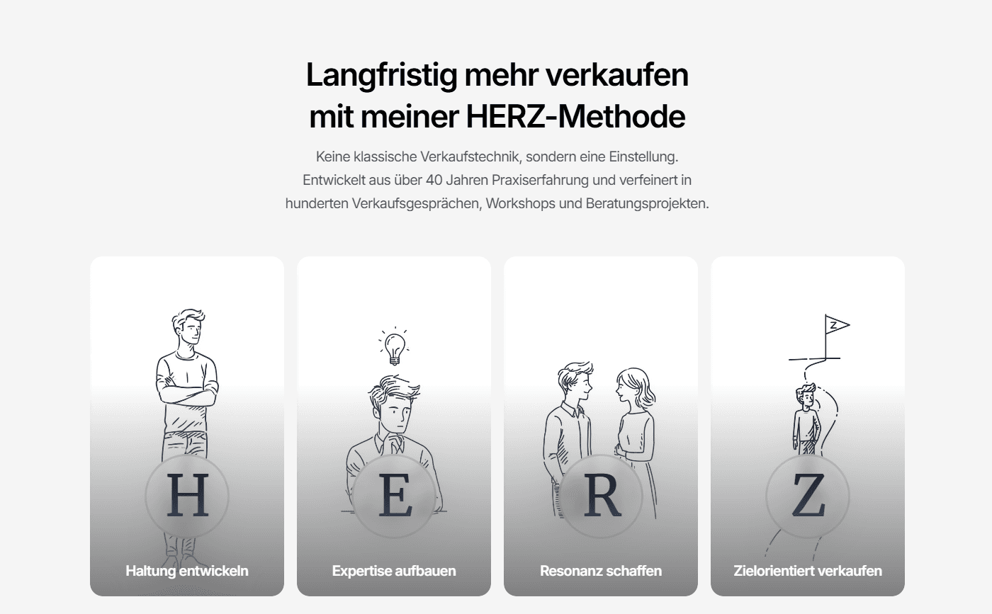 Die erste Sektion nach der Hero-Section auf der Seite von Thomas Hammer