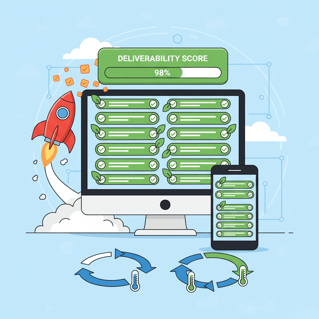 Two palm trees against a clear blue sky