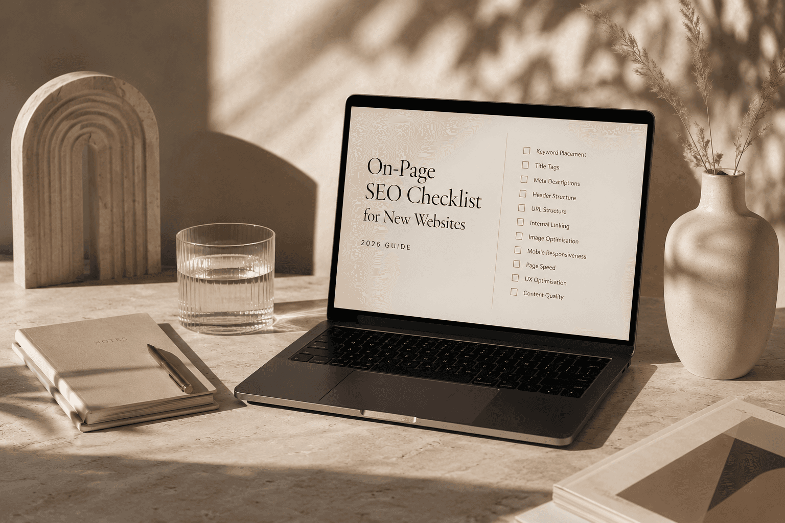 On-page SEO checklist or new websites with essential optimisation elements
