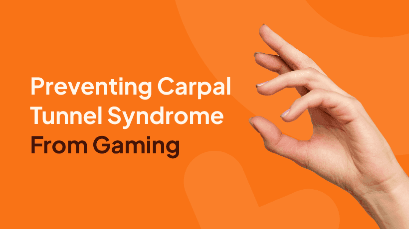 A hand, with the text "Preventing Carpal Tunnel Syndrome From Gaming"