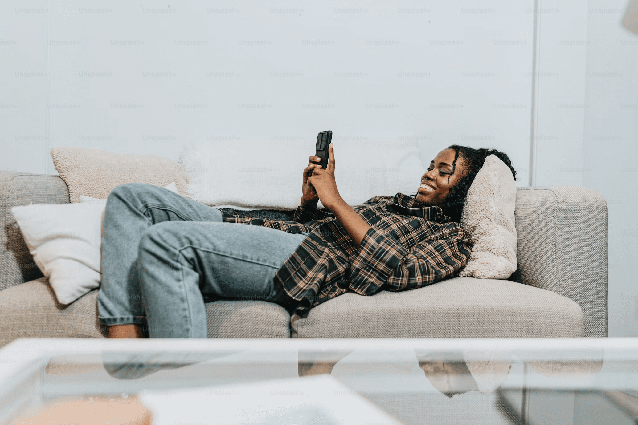 Woman scrolling on her phone