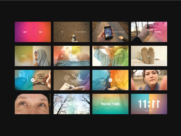A grid of sixteen square images on a black background. Each image shows a person in various poses and settings, including some holding objects like a phone, a cup, and a pair of shoes. The images are arranged in four rows of four, with some images showing text like “ANY DAY” and “PAUSE TIME.” The bottom right corner displays “11:11” and a partially visible text that includes “DUR DUR DUR.”