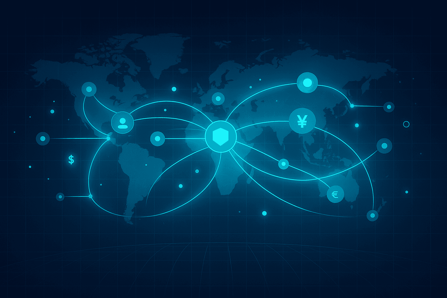 “Abstract digital globe showing connected B2B payment nodes.”