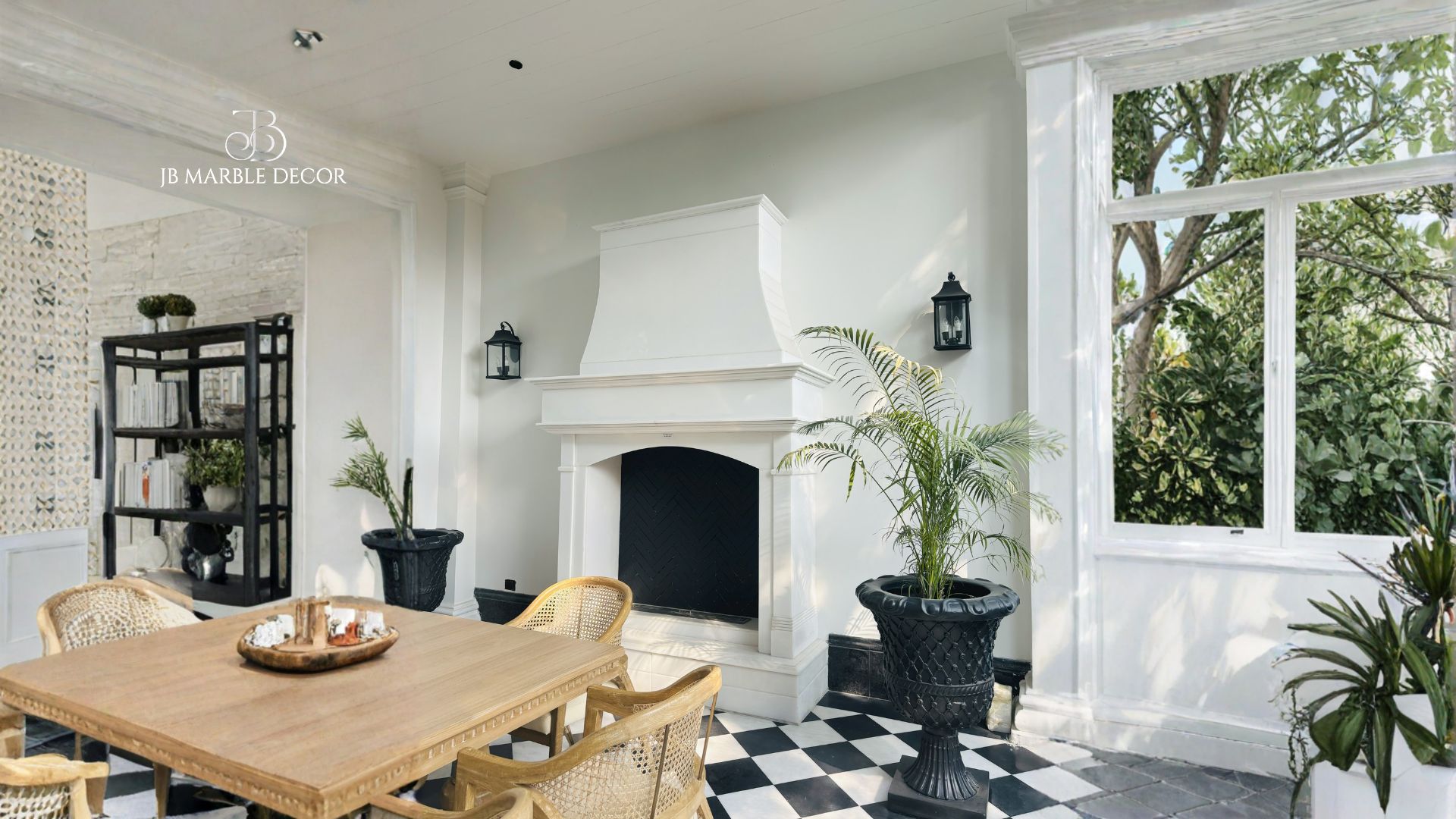 elegant marble fireplace in home interior