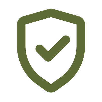 Vector icon of a shield with a tick inside