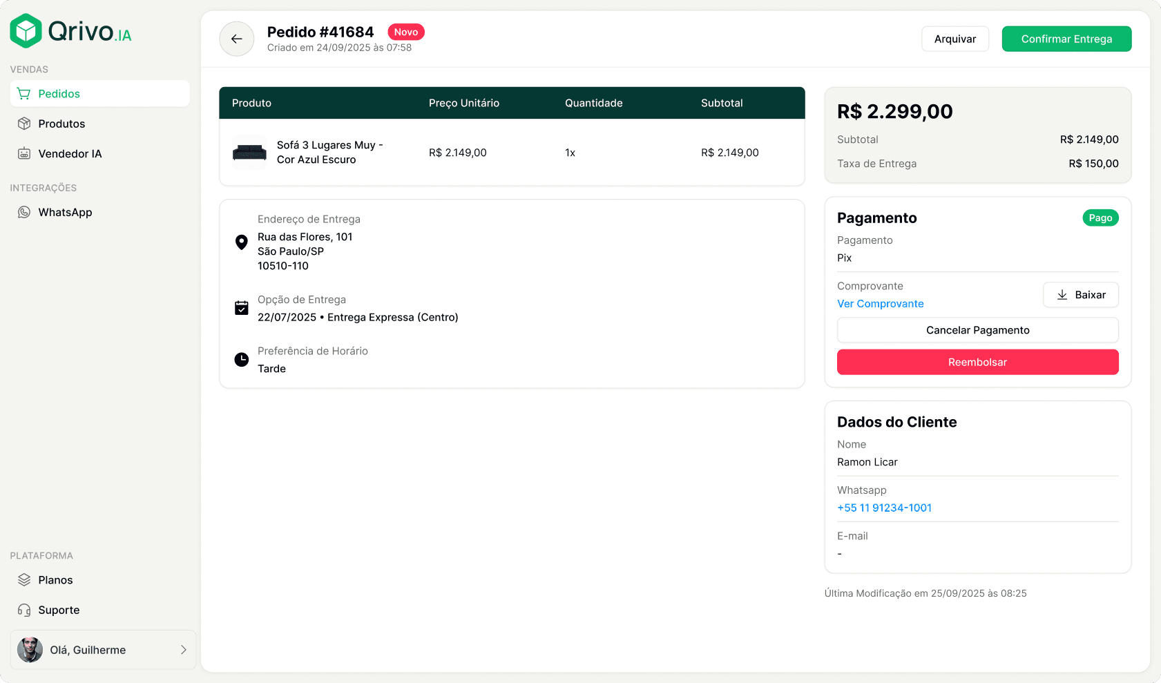 Dashboard mockup for AI tool