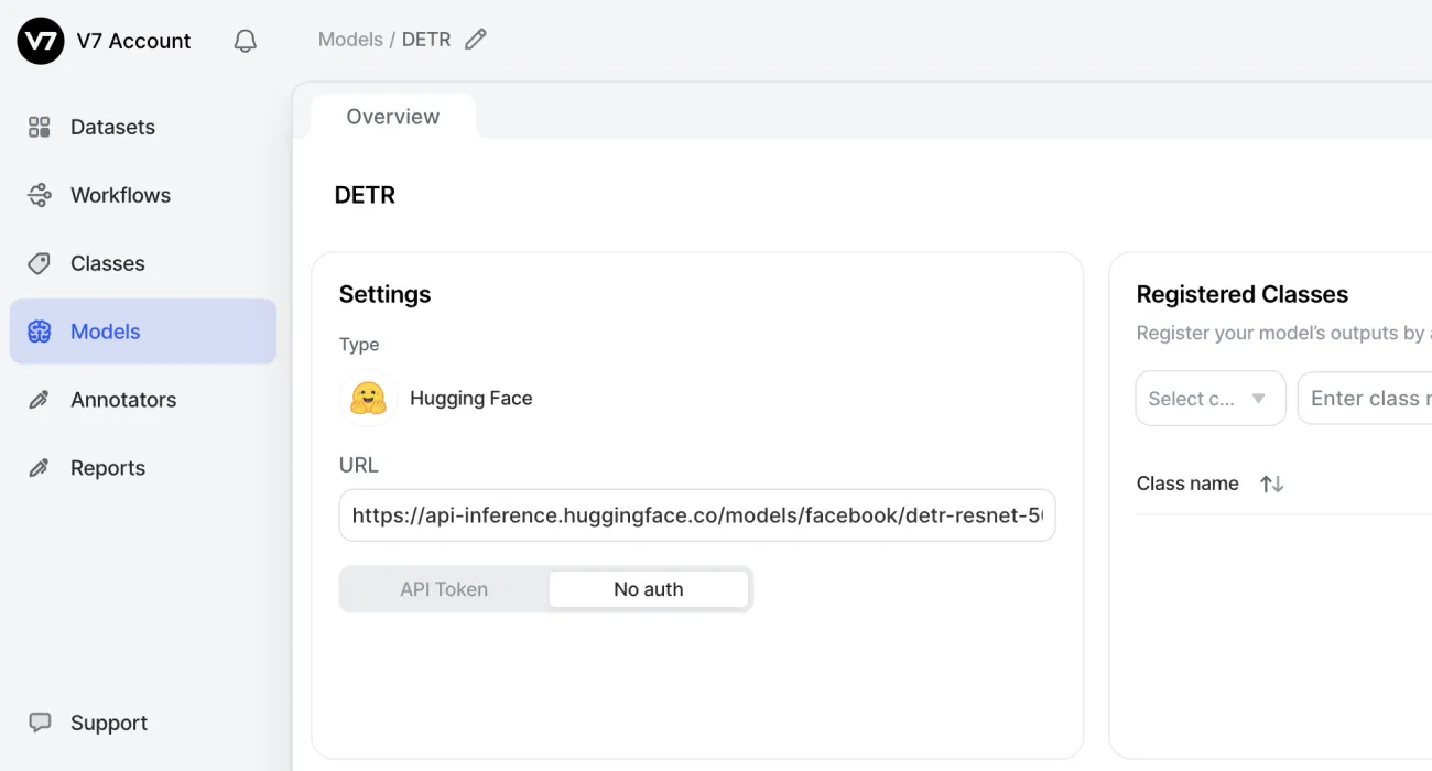 setting up inference url for hugging face mofel in v7