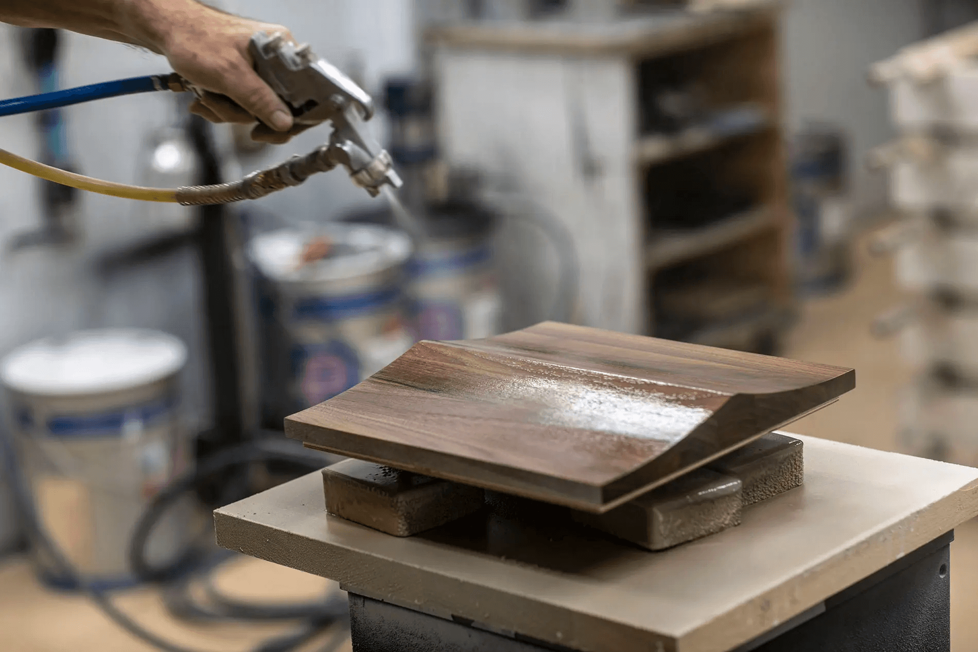 Each stick of timber was cut and laminated to match in a diamond formation