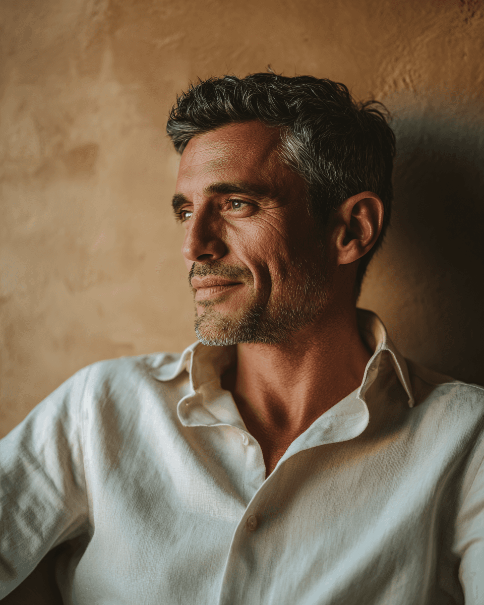 A portrait image of a man
