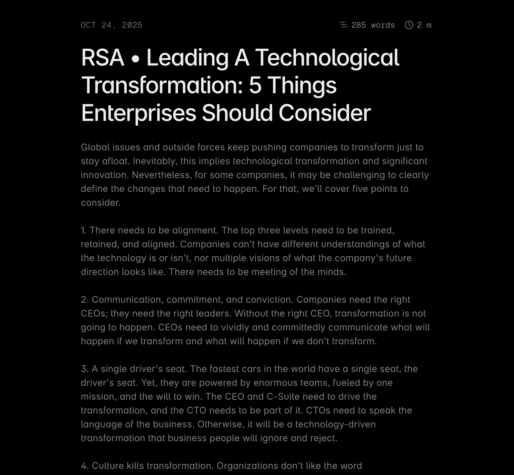 Leading A Technological Transformation