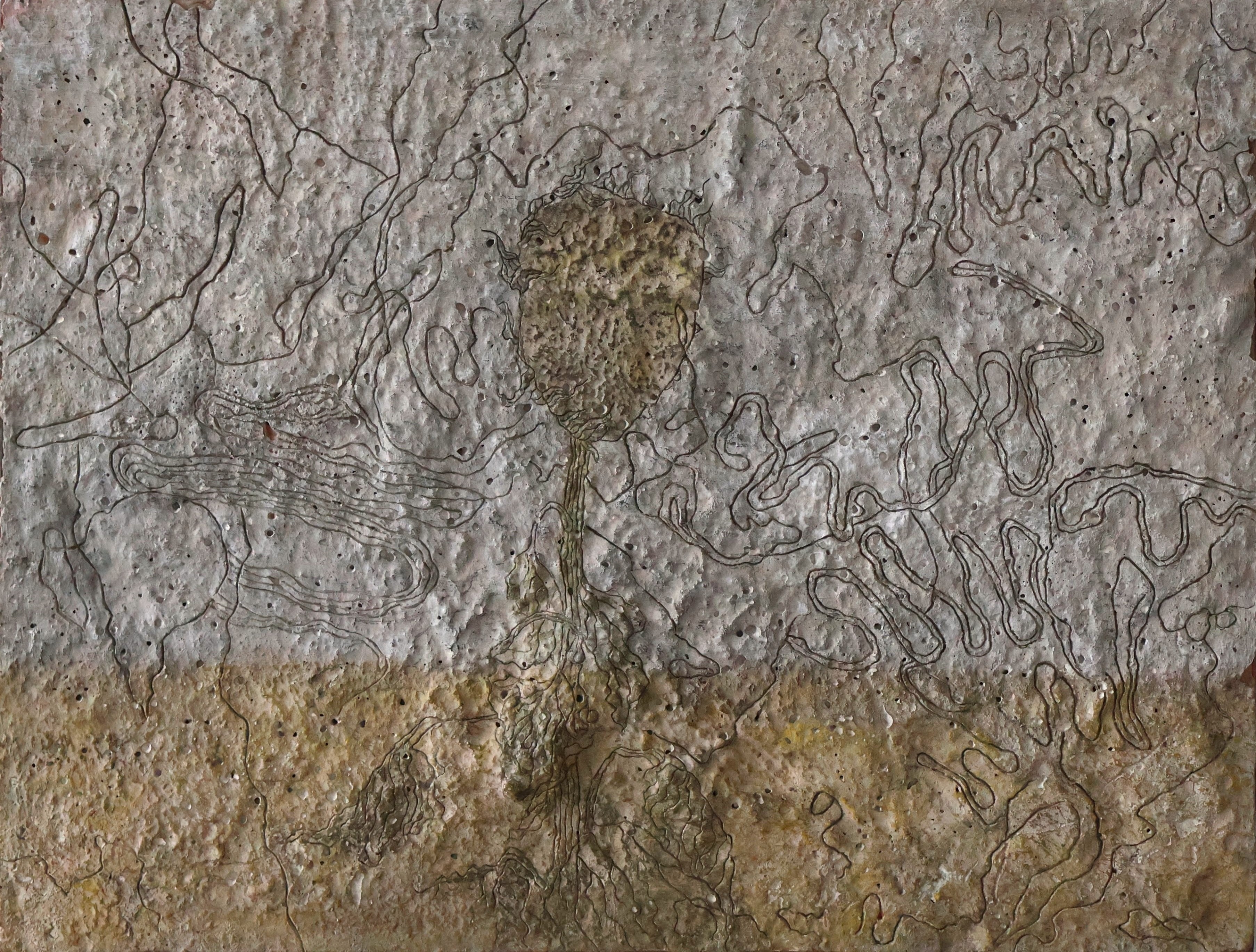 herd of sheep on road painting